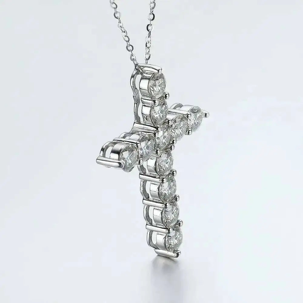 Moissanite Cross Pendant Necklace