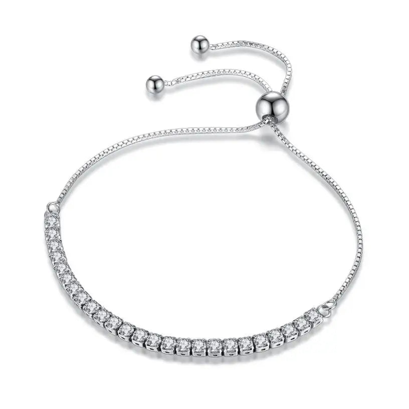 Real Moissanite Bracelet S925 Sterling Silver featuring sparkling stones and adjustable design, ideal for elegant wear.
