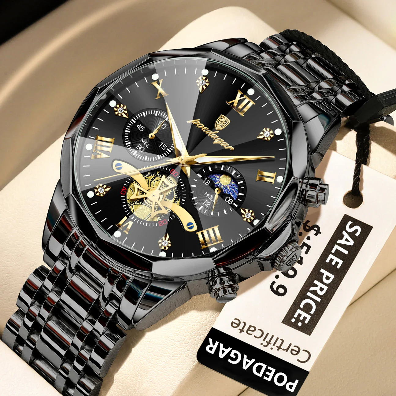 Luxury Black Chronograph Watch: Bold Style Meets Precision ⌚🔥