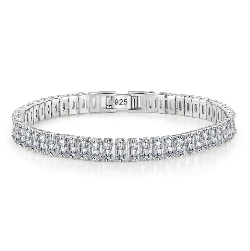 Real Moissanite Bracelet S925 Sterling Silver showcasing a dazzling array of 3-5mm gemstones.