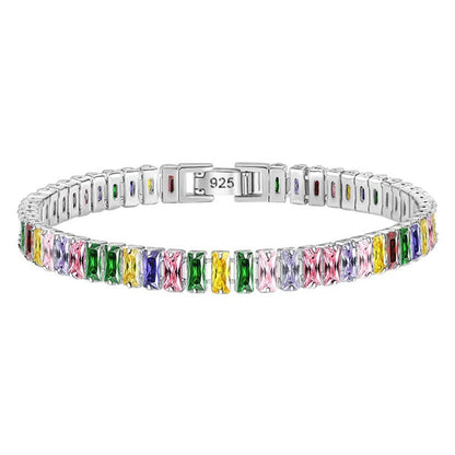 Real Moissanite Bracelet S925 Sterling Silver featuring colorful stones and a secure clasp design.