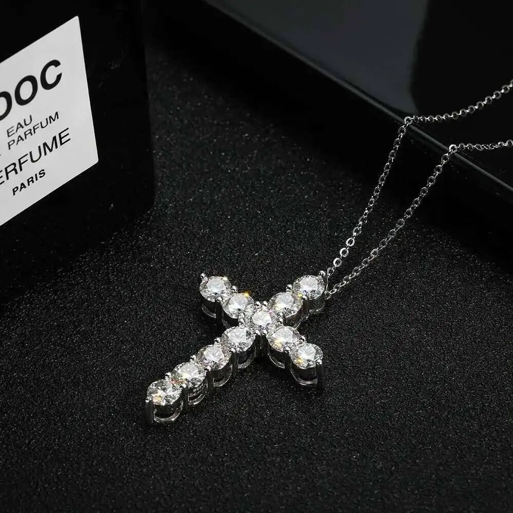 Moissanite Cross Pendant Necklace