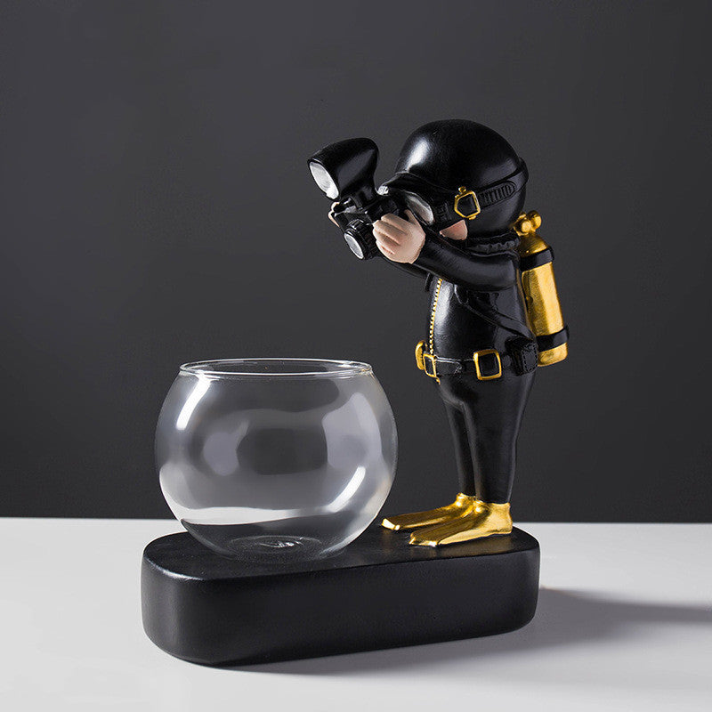 Creative Astronaut Hydroponic Glass Vase Decor