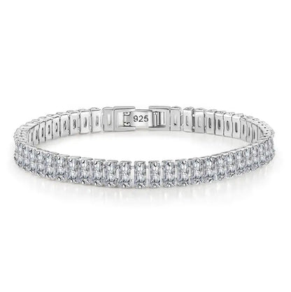 Real Moissanite Bracelet S925 Sterling Silver featuring elegant design and shimmering stones.